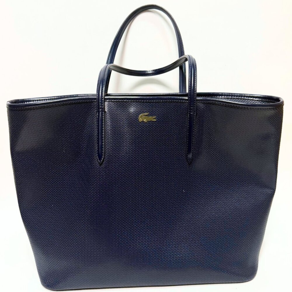Lacoste Chantaco Bag | Coated Split Cow Leather | Carry-All Bag | Navy Blue